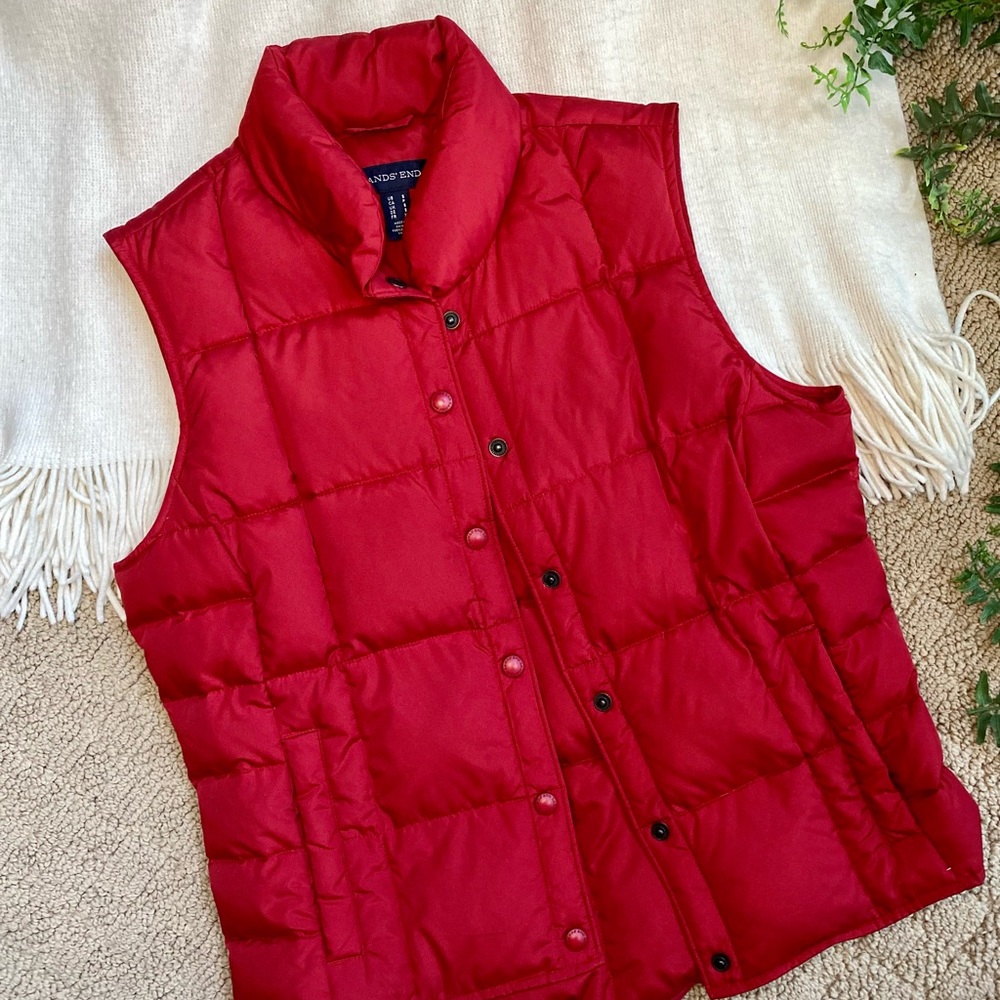 Lands’ End Red Puffer Insulated Vest